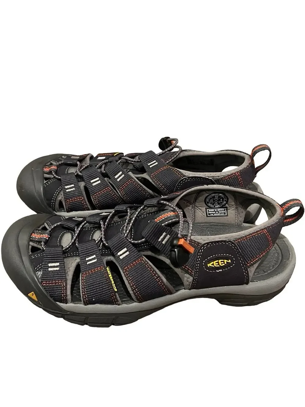 KEEN Newport H2 Waterproof Hiking Sandals Men’s 10 Black Orange Trail